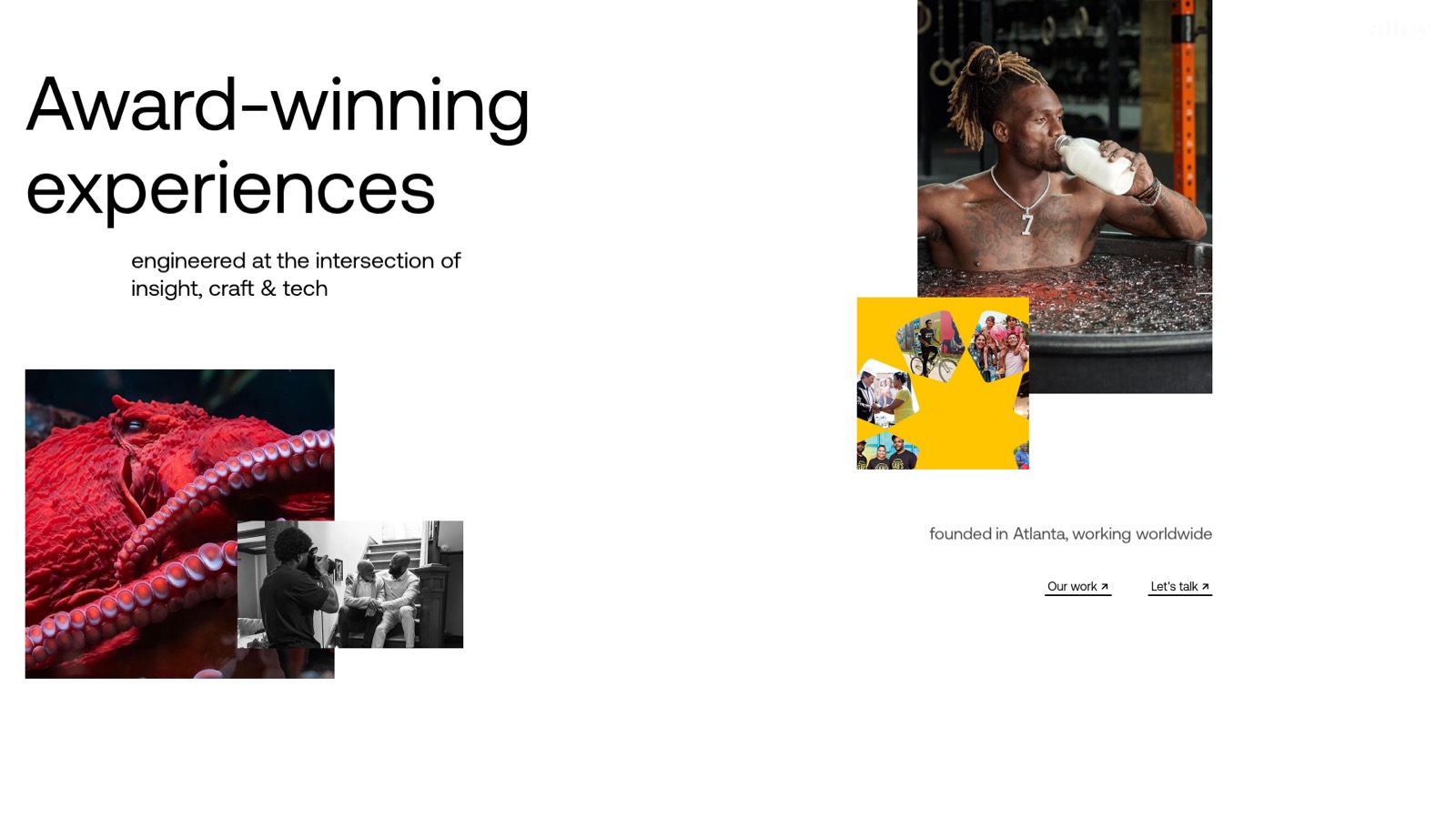 Screenshot of the Alloy PR agency homepage