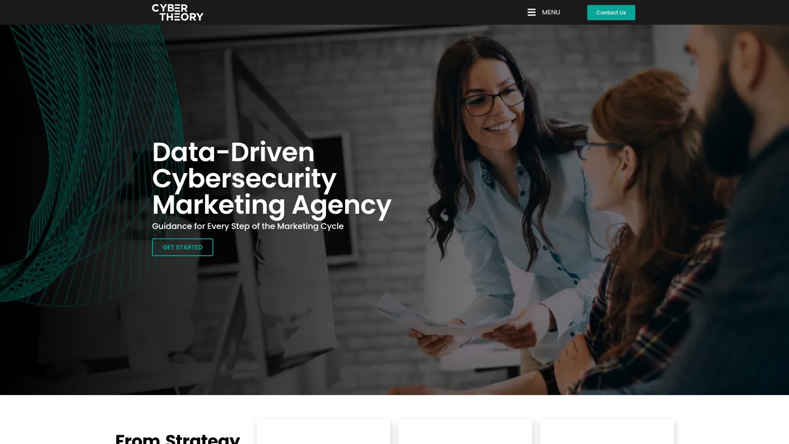 Screenshot of the CyberTheory agency homepage