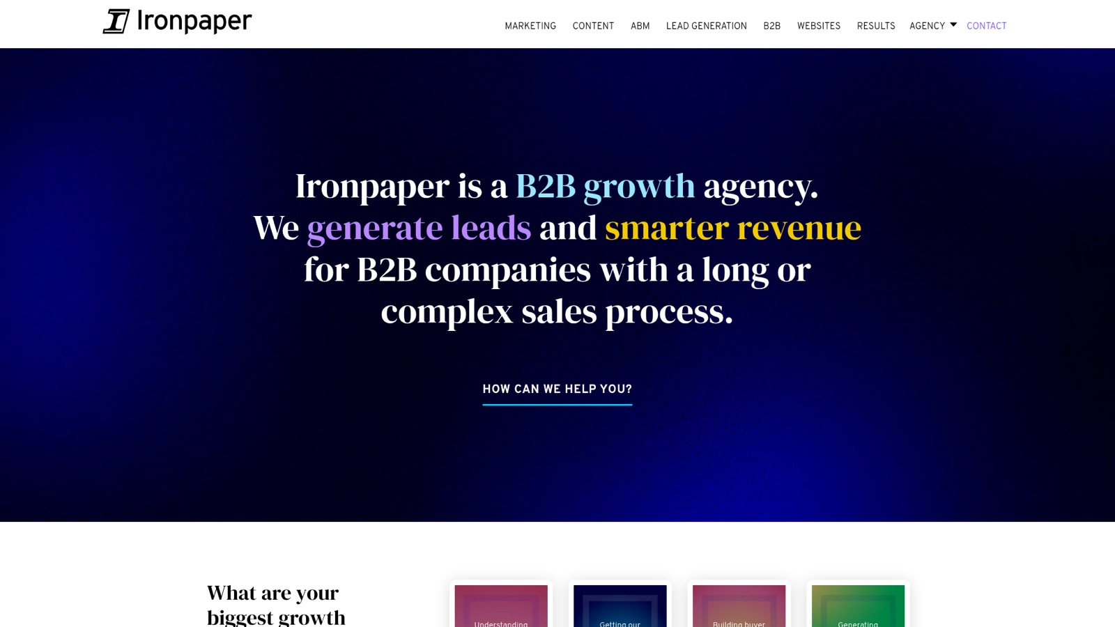 Screenshot of the Ironpaper agency homepage