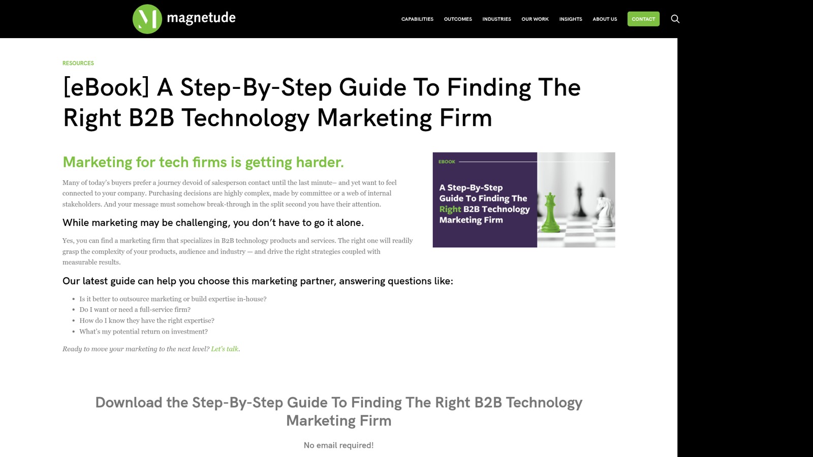 Screenshot of the Magnetude Consulting agency homepage